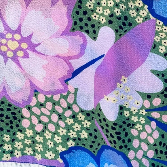 ASOS Tie Front Button Up Mini Dress in Floral Lavender - Picture 4 of 10